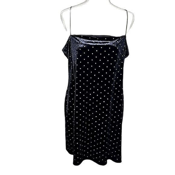 Dress Mini by H & M Velvet style Black with Silver Rhinestones Size XL NWT - Picture 1 of 6